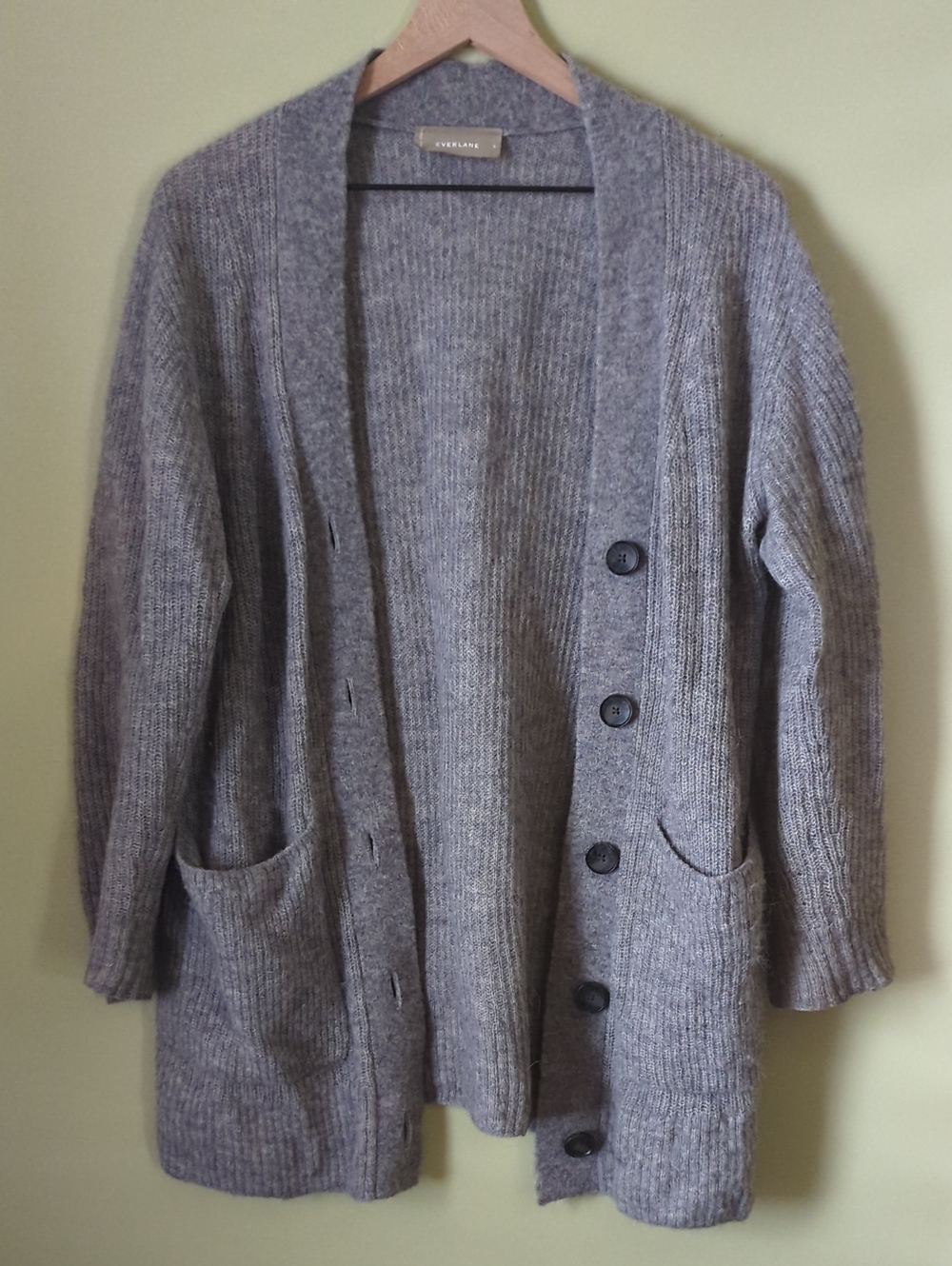 Everlane Alpaca Wool Gray Ribbed Button Cardigan